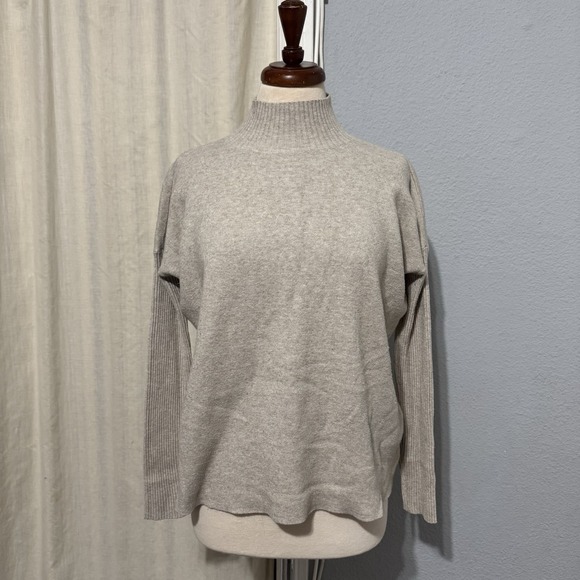 Cyrus Mock Neck Pullover Knit Strechy Sweater Dolman Sleeve Women Small Beige - Picture 1 of 14